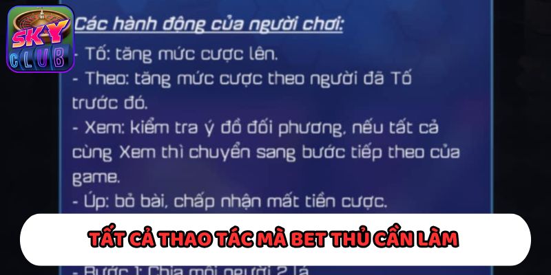 Tất cả thao tác mà bet thủ cần làm trong một trận đấu